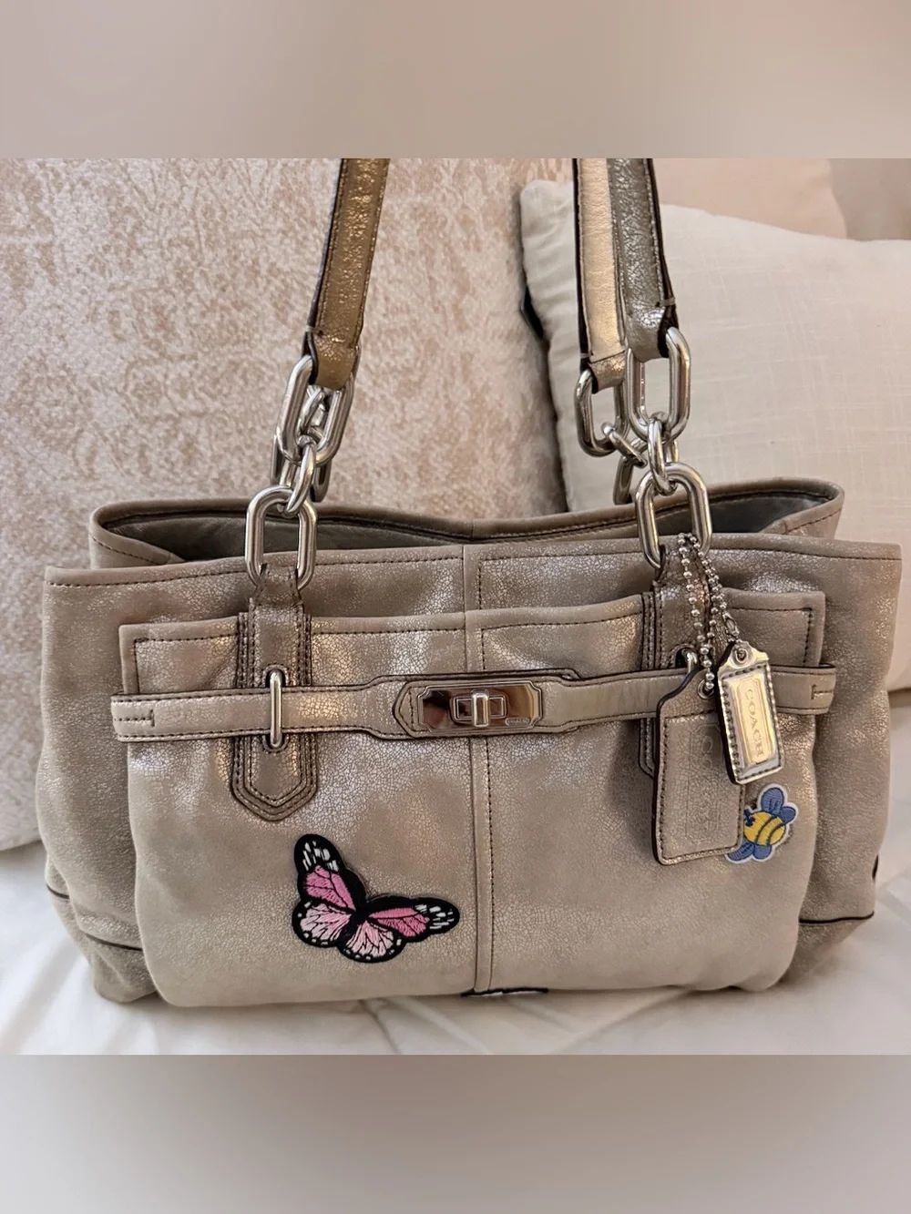 COACH Chelsea Jayden Custom Carryall Champagne Gold Metallic